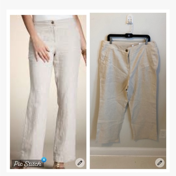 Chicos’s The Ultimate Fit Linen Pants Semi Natural - Picture 1 of 10